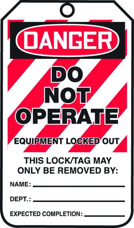 Lockout Tag, Danger Do Not Operate Equipment Locked Out, 25/Pk, Plastic - Benchmark Tooling
