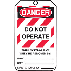 Lockout Tag, Danger Do Not Operate, 25/Pk, Cardstock - Benchmark Tooling