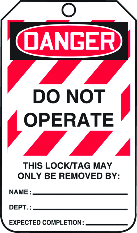 Lockout Tag, Danger Do Not Operate, 25/Pk, Plastic - Benchmark Tooling