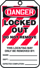 Lockout Tag, Danger Locked Out, 25/Pk, Laminate - Benchmark Tooling