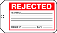 Production Control Tag, Rejected, 25/Pk, Plastic - Benchmark Tooling