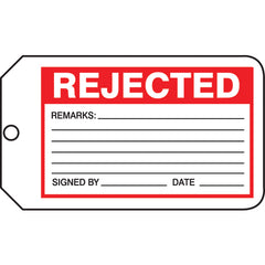 Production Control Tag, Rejected, 25/Pk, Cardstock - Benchmark Tooling