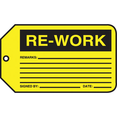 Production Control Tag, Re-Work, 25/Pk, Cardstock - Benchmark Tooling