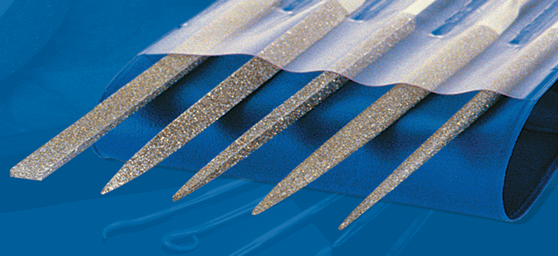 2-3/4'' Diamond Length - 5-1/2'' OAL (Various) - Fine Grit - 5 pc. Set Diamond Needle File - Benchmark Tooling