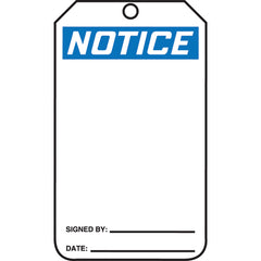 Safety Tag, Notice (Blank), 25/Pk, Cardstock - Benchmark Tooling