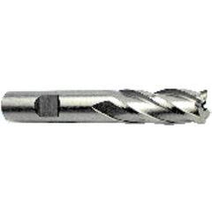 9/16 Dia. x 3-3/8 Overall Length 4-Flute Square End High Speed Steel SE End Mill-Round Shank-Non-Center Cutting-Uncoated - Benchmark Tooling