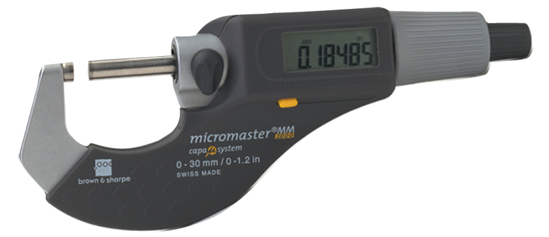 1 - 2" / 25 - 50mm Measuring Range - .0002 Accur. - Friction Thimble - Carbide Face - Micromaster Electronic Outside Micrometer - Benchmark Tooling