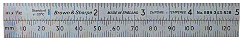 #599-314-2404-1 - 24'' Long - 4R Graduation - 1'' Wide - Chrome Finish Tempered Steel Hook Rule - Benchmark Tooling