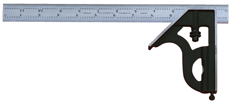 #11H-6-16R - 6'' - 16R Graduation - Regular Blade - 2 Piece Combination Square Set - Benchmark Tooling