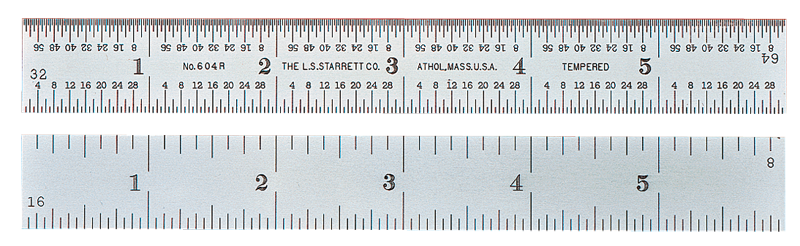 #CH604R-36 - 36'' Long - 4R Graduation - 1-1/4'' Wide - Chrome Single Hook Scale - Benchmark Tooling