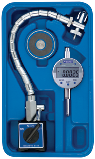Set Contains: 1"/25mm .0005/.01mm w/Flex Arm Mag Base - Electronic Indicator with Flex Arm Mag Base - Benchmark Tooling