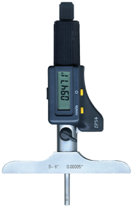 0 - 6" / 0 - 150mm Measuring Range - Friction Thimble - Electronic Depth Micrometer - Benchmark Tooling