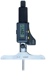 0 - 6" / 0 - 150mm Measuring Range - Friction Thimble - Electronic Depth Micrometer - Benchmark Tooling