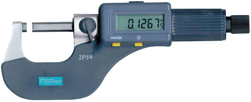 0 - 1"/0 - 25mm Measuring Range - .00005"/.001mm Resolution - Friction Thimble - Carbide Face - Electronic Coolant Proof Outside Micrometer with SPC - Benchmark Tooling