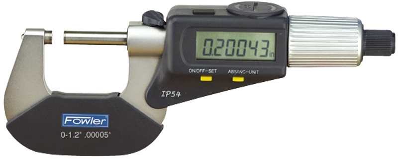 0 - 1"/0 - 25mm Measuring Range - .00005"/.001mm Resolution - Ratchet Thimble - Carbide Face - Electronic 4-Way Reading Outside Micrometer with SPC - Benchmark Tooling