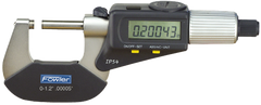 0 - 1"/0 - 25mm Measuring Range - .00005"/.001mm Resolution - Ratchet Thimble - Carbide Face - Electronic 4-Way Reading Outside Micrometer with SPC - Benchmark Tooling