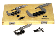 0 - 3'' Measuring Range - .0001 Graduation - Ratchet Thimble - Carbide Face - Outside Micrometer Set - Benchmark Tooling