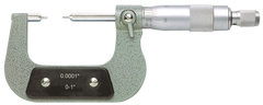 0 - 1'' Measuring Range - .0001 Graduation - Ratchet Thimble - Carbide Face - Spline Micrometer - Benchmark Tooling