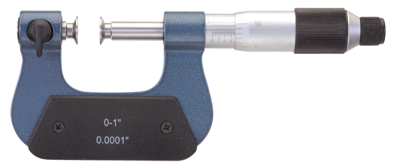 0 - 1'' Measuring Range - .0001 Graduation - Friction Thimble - High Speed Steel Face - Interchangeable Anvil Micrometer - Benchmark Tooling