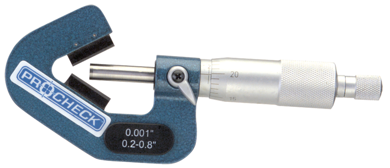 .2 - 1'' Measuring Range - .001 Graduation - Ratchet Thimble - High Speed Steel Face - 5-Flute V-Anvil Micrometer - Benchmark Tooling