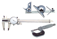 Kit Contains: 0-1" Outside Ratchet Micrometer; 6" Dial Caliper; 4 Piece 12" 4R Combination Square - 6 Piece Layout & Inspection Kit - Benchmark Tooling