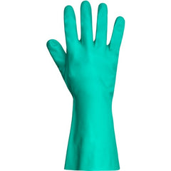 Chemical-resistant gloves that eliminate paint spray back