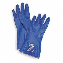 ‎Size 7-Nitri-Knit - dipped nitrile glove - interlock knitted liner - 12″ (30cm) - rough grip - blue. 12 pairs per bag, 12 bags per case. - Benchmark Tooling