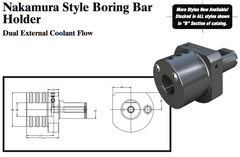 Nakamura Style Boring Bar Holder (Dual External Coolant Flow) - Part #: NK52.5012 - Benchmark Tooling