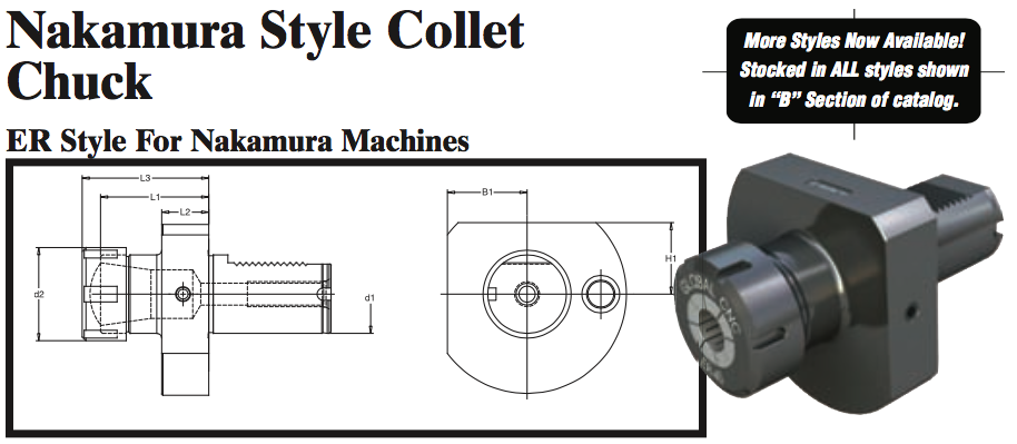 Nakamura Style Collet Chuck (ER Style For Nakamura Machines) - Part #: NK53.3025 - Benchmark Tooling