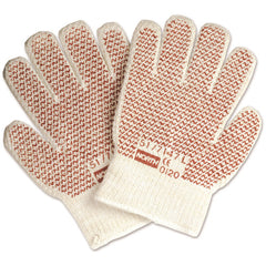 Size Men's Universal Gloves-Grip N - ambidextrous knit Hot Mill glove - 7 gauge inner & outer - knit wrist - brown nitrile N-Tread coating on both sides - resistant to 400 degree F - size: men's universal - 12 pairs per bag, 6 bags per case. - Benchmark Tooling