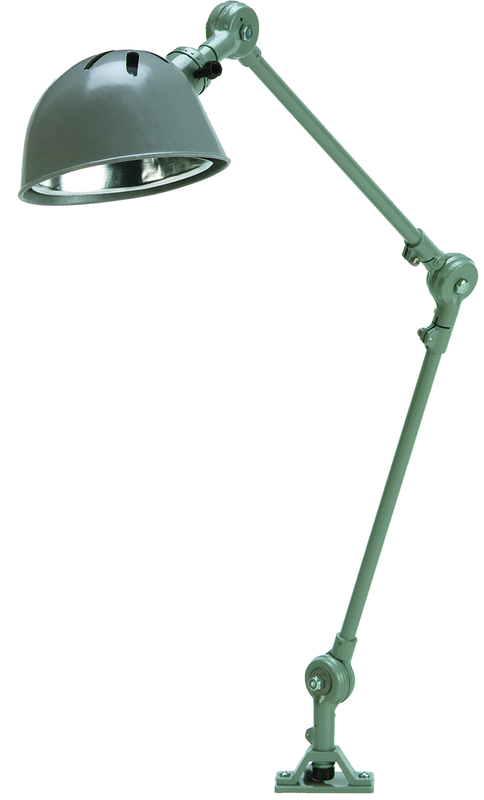 14" Uniflex Machine Lamp; 120V, 60 Watt Incandescent Light, Screw Down Base, Oil Resistant Shade, Gray Finish - Benchmark Tooling