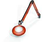 Green-Lite® 5" Brilliant Orange Round LED Magnifier; 43" Reach; Table Edge Clamp - Benchmark Tooling
