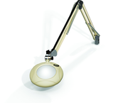Green-Lite® 5" Shadow White Round LED Magnifier; 43" Reach; Table Edge Clamp - Benchmark Tooling