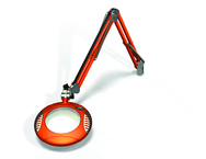 Green-Lite® 6" Brilliant Orange Round LED Magnifier; 43" Reach; Table Edge Clamp - Benchmark Tooling