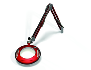 Green-Lite® 6" Blazing Red Round LED Magnifier; 43" Reach; Table Edge Clamp - Benchmark Tooling