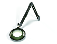 Green-Lite® 6" Racing Green Round LED Magnifier; 43" Reach; Table Edge Clamp - Benchmark Tooling