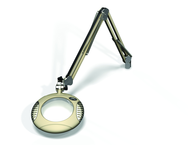 Green-Lite® 6" Shadow White Round LED Magnifier; 43" Reach; Table Edge Clamp - Benchmark Tooling
