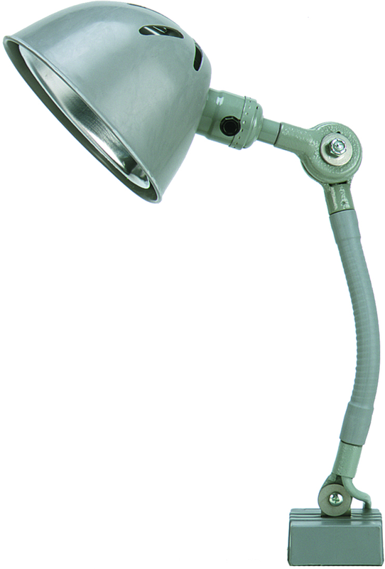 9" Uniflex Machine Lamp; 120V, 60 Watt Incandescent Light, Magnetic Base, Oil Resistant Shade, Gray Finish - Benchmark Tooling