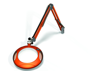 Green-Lite® 7-1/2" Brilliant Orange Round LED Magnifier; 43" Reach; Table Edge Clamp - Benchmark Tooling