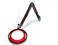 Green-Lite® 7-1/2" Blazing Red Round LED Magnifier; 43" Reach; Table Edge Clamp - Benchmark Tooling