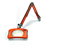 Green-Lite® 7" x 5-1/4"Brilliant Orange Rectangular LED Magnifier; 43" Reach; Table Edge Clamp - Benchmark Tooling