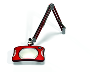 Green-Lite® 7" x 5-1/4"Blazing Red Rectangular LED Magnifier; 43" Reach; Table Edge Clamp - Benchmark Tooling