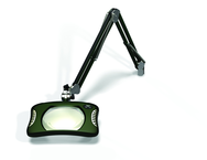 Green-Lite® 7" x 5-1/4"Racing Green Rectangular LED Magnifier; 43" Reach; Table Edge Clamp - Benchmark Tooling