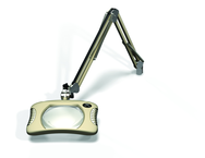 Green-Lite® 7" x 5-1/4"Shadow White Rectangular LED Magnifier; 43" Reach; Table Edge Clamp - Benchmark Tooling