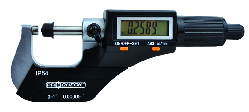 IP54 Electronic Micrometer - 1-2"/50.8mm Range - .00005"/.001mm Resolution - Output S4 Connector - Benchmark Tooling