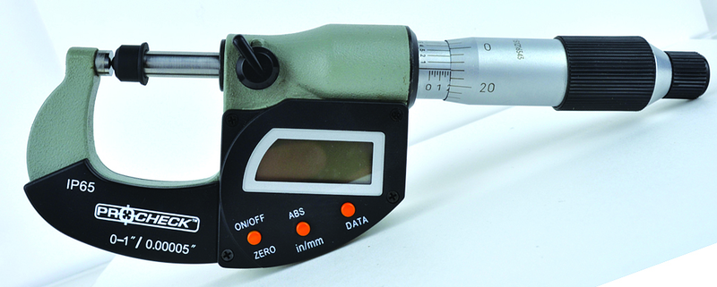 IP65 Electronic Micrometer - 0-1"/24.4mm Range - .00005"/.001mm Resolution - Output S4 Connector (Not IP) - Benchmark Tooling