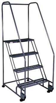 Model 4TR26E4; 4 Steps; 28 x 47'' Base Size - Tilt-N-Roll Ladder - Benchmark Tooling