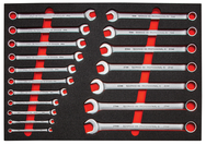 Proto® Foamed 18 Piece Metric Combination Wrench Set - Satin-12 Point - Benchmark Tooling