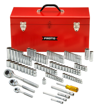 Proto® 1/4", 3/8", & 1/2" Drive 101 Piece Socket Set- 6, 8, & 12 Point w/ Box J9975R - Benchmark Tooling