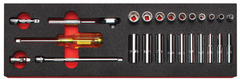 Proto® Foamed 1/4" Drive 25 Piece Combination Socket Set w/ Classic Pear Head Ratchet  - Full Polish - 6 Point - Benchmark Tooling